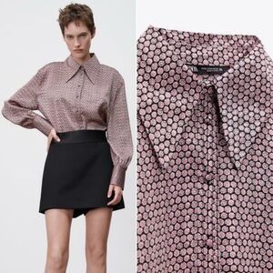 NWT Pink and Black Patterned Blouse - XXL